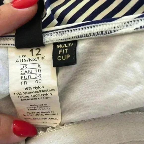 Bond Eye Australia Blue and White Striped One Piece SZ 8 - Picture 6 of 7